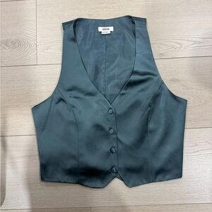 Jason Wu Teal/Green Cropped Satin Vest